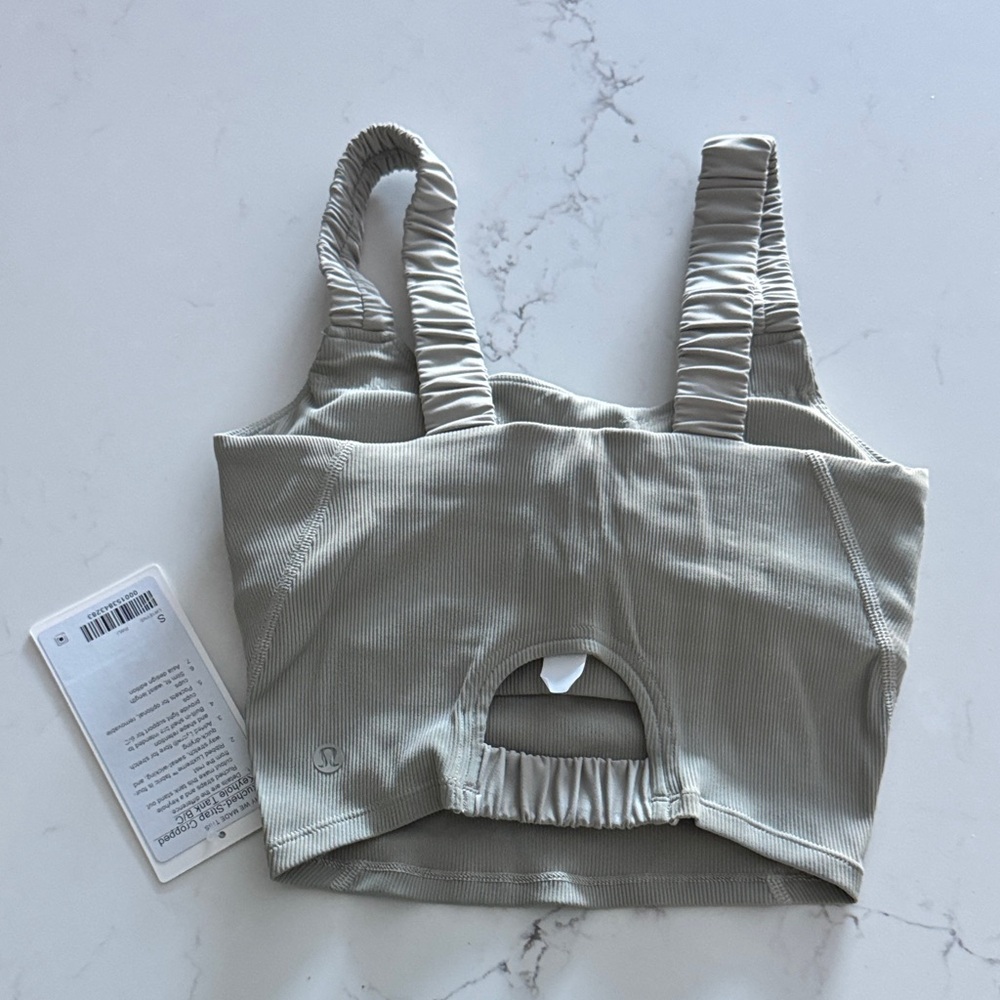 NWT Lululemon Athletica Ruched-Strap Cropped Keyhole Tank Top in Raw Linen - Picture 6 of 12